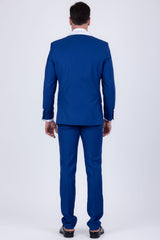 Barabas Wholesale Men's Solid Color Contrasting Shawl Lapel Suit 6SU05 Blue