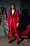 Barabas Wholesale Men's Solid Color Contrasting Shawl Lapel Suit 6SU05 Red