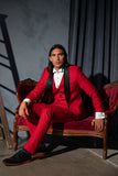 Barabas Wholesale Men's Solid Color Contrasting Shawl Lapel Suit 6SU05 Red