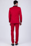 Barabas Wholesale Men's Solid Color Contrasting Shawl Lapel Suit 6SU05 Red