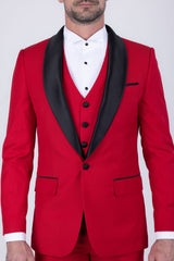 Barabas Wholesale Men's Solid Color Contrasting Shawl Lapel Suit 6SU05 Red
