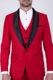 Barabas Wholesale Men's Solid Color Contrasting Shawl Lapel Suit 6SU05 Red