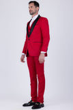Barabas Wholesale Men's Solid Color Contrasting Shawl Lapel Suit 6SU05 Red