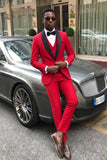 Barabas Wholesale Men's Solid Color Contrasting Shawl Lapel Suit 6SU05 Red