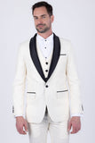 Barabas Wholesale Men's Solid Color Contrasting Shawl Lapel Suit 6SU05 White
