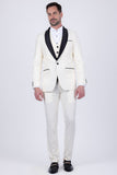Barabas Wholesale Men's Solid Color Contrasting Shawl Lapel Suit 6SU05 White