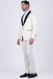 Barabas Wholesale Men's Solid Color Contrasting Shawl Lapel Suit 6SU05 White