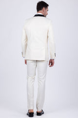 Barabas Wholesale Men's Solid Color Contrasting Shawl Lapel Suit 6SU05 White