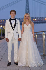 Barabas Wholesale Men's Solid Color Contrasting Shawl Lapel Suit 6SU05 White