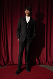Barabas Wholesale Men's Solid Color Tailored Matte Peak Shiny Lapel Suit 6SU06 Black Beauty