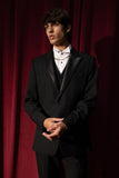 Barabas Wholesale Men's Solid Color Tailored Matte Peak Shiny Lapel Suit 6SU06 Black Beauty