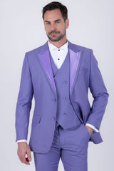 Barabas Wholesale Men's Solid Color Tailored Matte Peak Shiny Lapel Suit 6SU06 Baby Lavender
