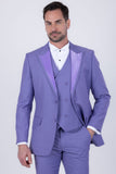 Barabas Wholesale Men's Solid Color Tailored Matte Peak Shiny Lapel Suit 6SU06 Baby Lavender