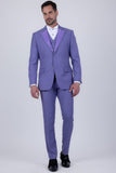 Barabas Wholesale Men's Solid Color Tailored Matte Peak Shiny Lapel Suit 6SU06 Lavender