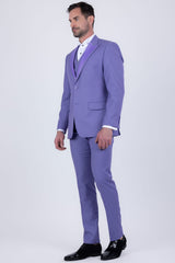 Barabas Wholesale Men's Solid Color Tailored Matte Peak Shiny Lapel Suit 6SU06 Baby Blue