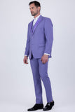 Barabas Wholesale Men's Solid Color Tailored Matte Peak Shiny Lapel Suit 6SU06 Baby Blue