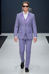 Barabas Wholesale Men's Solid Color Tailored Matte Peak Shiny Lapel Suit 6SU06 Baby Lavender