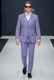 Barabas Wholesale Men's Solid Color Tailored Matte Peak Shiny Lapel Suit 6SU06 Baby Lavender