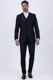 Barabas Wholesale Men's Solid Color Tailored Matte Peak Shiny Lapel Suit 6SU06 Black
