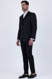 Barabas Wholesale Men's Solid Color Tailored Matte Peak Shiny Lapel Suit 6SU06 Charcoal