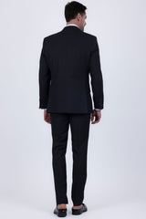 Barabas Wholesale Men's Solid Color Tailored Matte Peak Shiny Lapel Suit 6SU06 Black