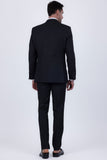 Barabas Wholesale Men's Solid Color Tailored Matte Peak Shiny Lapel Suit 6SU06 Black
