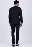 Barabas Wholesale Men's Solid Color Tailored Matte Peak Shiny Lapel Suit 6SU06 Black