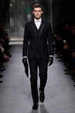 Barabas Wholesale Men's Solid Color Tailored Matte Peak Shiny Lapel Suit 6SU06 Black Beauty