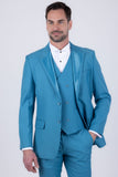 Barabas Wholesale Men's Solid Color Tailored Matte Peak Shiny Lapel Suit 6SU06 Light Blue 
