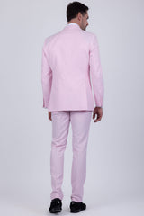 Barabas Wholesale Men's Solid Color Tailored Matte Peak Shiny Lapel Suit 6SU06 Rose