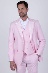 Barabas Wholesale Men's Solid Color Tailored Matte Peak Shiny Lapel Suit 6SU06 Pink