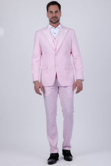 Barabas Wholesale Men's Solid Color Tailored Matte Peak Shiny Lapel Suit 6SU06 Rose