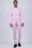 Barabas Wholesale Men's Solid Color Tailored Matte Peak Shiny Lapel Suit 6SU06 Rose