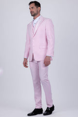 Barabas Wholesale Men's Solid Color Tailored Matte Peak Shiny Lapel Suit 6SU06 Pink