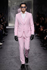Barabas Wholesale Men's Solid Color Tailored Matte Peak Shiny Lapel Suit 6SU06 Blushing Rose