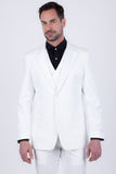 Barabas Wholesale Men's Solid Color Tailored Matte Peak Shiny Lapel Suit 6SU06 Bright White