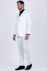 Barabas Wholesale Men's Solid Color Tailored Matte Peak Shiny Lapel Suit 6SU06 Bright White