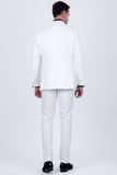 Barabas Wholesale Men's Solid Color Tailored Matte Peak Shiny Lapel Suit 6SU06 White