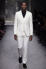 Barabas Wholesale Men's Solid Color Tailored Matte Peak Shiny Lapel Suit 6SU06 Bright White