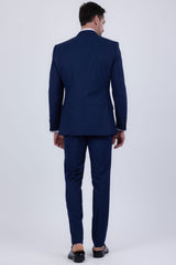 Barabas Wholesale Men's Solid Color Tailored Matte Peak Shiny Lapel Suit 6SU06 Blue