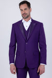 Barabas Wholesale Men's Solid Color Tailored Matte Peak Shiny Lapel Suit 6SU06 Purple