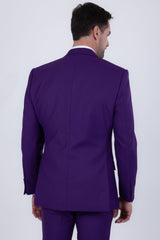 Barabas Wholesale Men's Solid Color Tailored Matte Peak Shiny Lapel Suit 6SU06 Purple