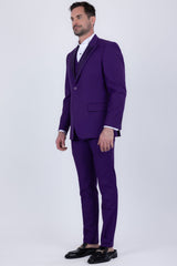 Barabas Wholesale Men's Solid Color Tailored Matte Peak Shiny Lapel Suit 6SU06 Purple