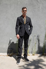 Barabas Wholesale Men's Smooth Matte Performance Notch Lapel Suit 6SU07 Black Beauty