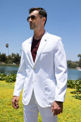 Barabas Wholesale Men's Smooth Matte Performance Notch Lapel Suit 6SU07 White