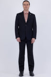 Barabas Wholesale Men's Smooth Matte Performance Notch Lapel Suit 6SU07 Black