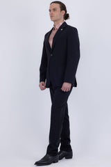 Barabas Wholesale Men's Smooth Matte Performance Notch Lapel Suit 6SU07 Black