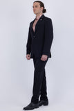 Barabas Wholesale Men's Smooth Matte Performance Notch Lapel Suit 6SU07 Black