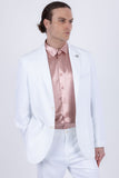 Barabas Wholesale Men's Smooth Matte Performance Notch Lapel Suit 6SU07 White