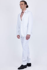 Barabas Wholesale Men's Smooth Matte Performance Notch Lapel Suit 6SU07 White